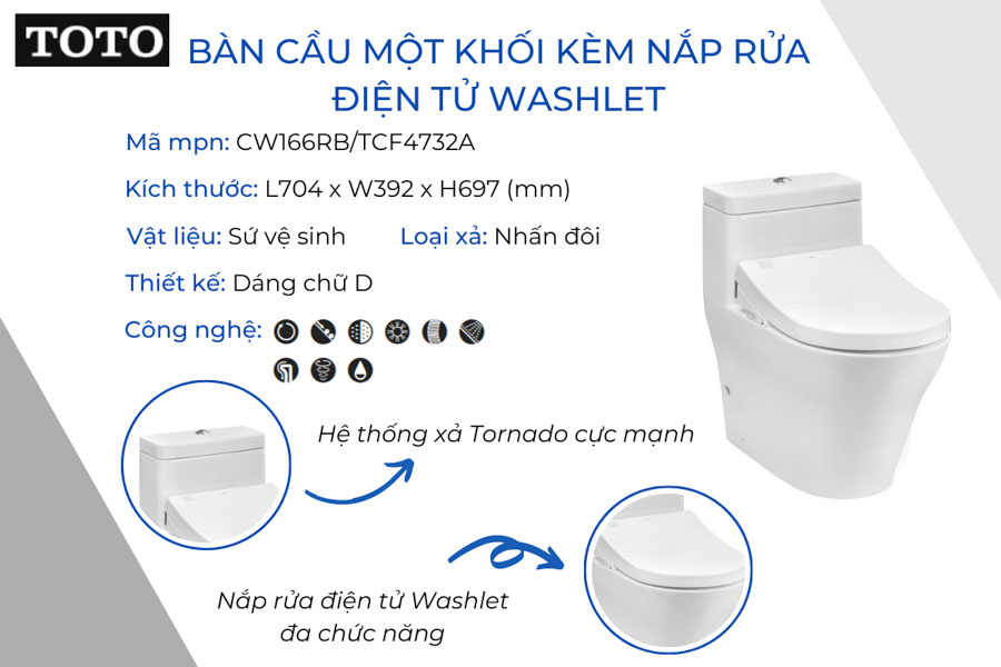 Bồn cầu toto 1 khối có nắp bồn cầu điện tử Washlet là sản phẩm bồn cầu thông minh cao cấp