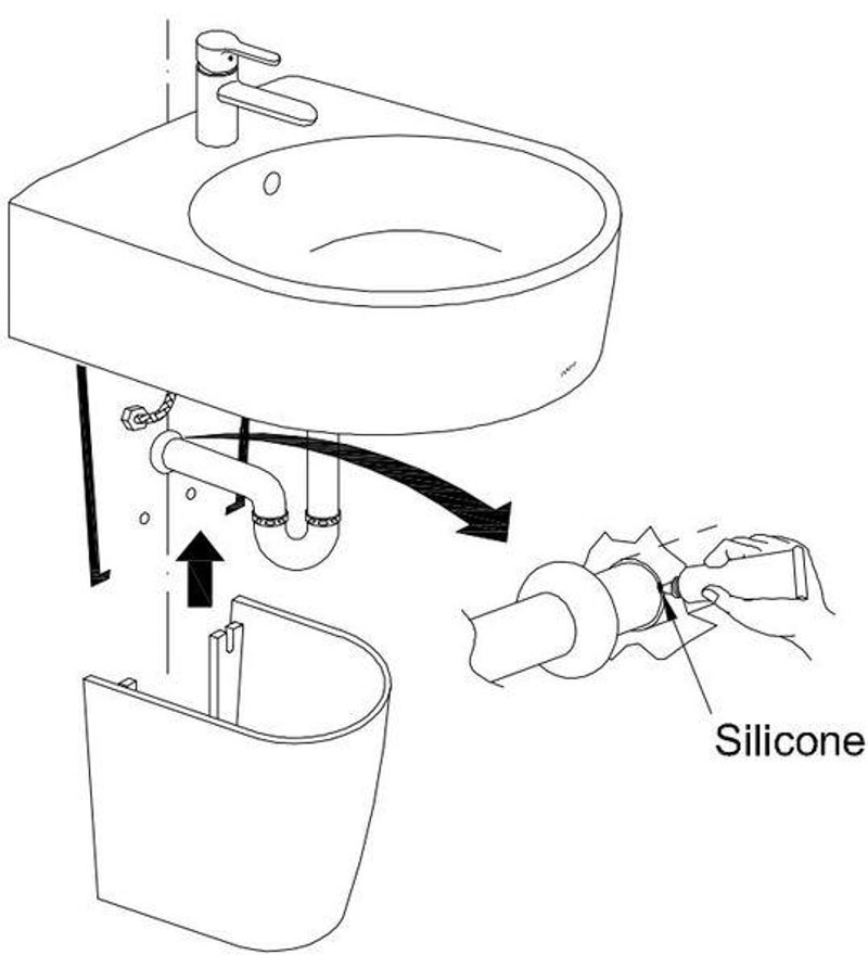 Bản vẽ lắp ống thải và dây cấp nước | cách lắp lavabo chân lửng