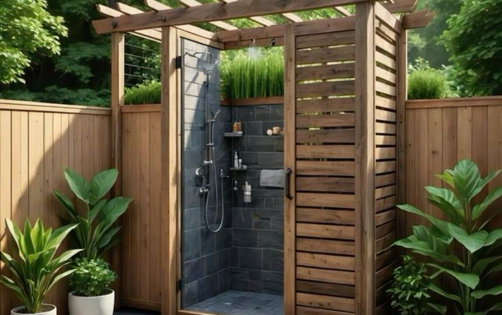 Nhà tắm ngoài trời không bị hạn chế không gian (Nguồn: Pinterest)