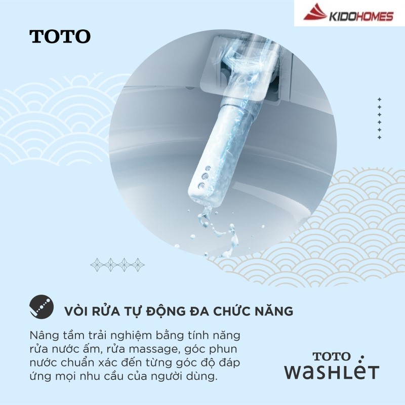 Vòi rửa tự động tính năng được tích hợp trong bàn cầu 1 khối WASHLET