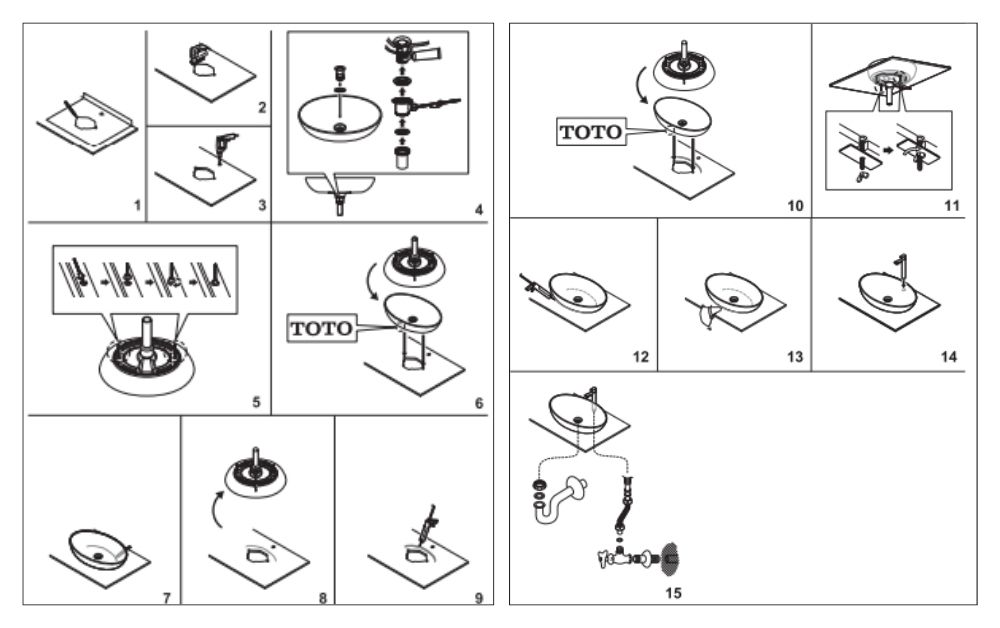 Cách tháo thân bồn rửa mặt đặt trên bàn