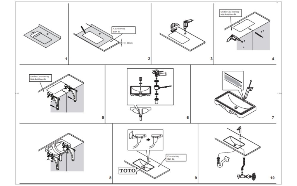 Cách tháo thân thân bồn rửa đối với chậu rửa mặt âm bàn