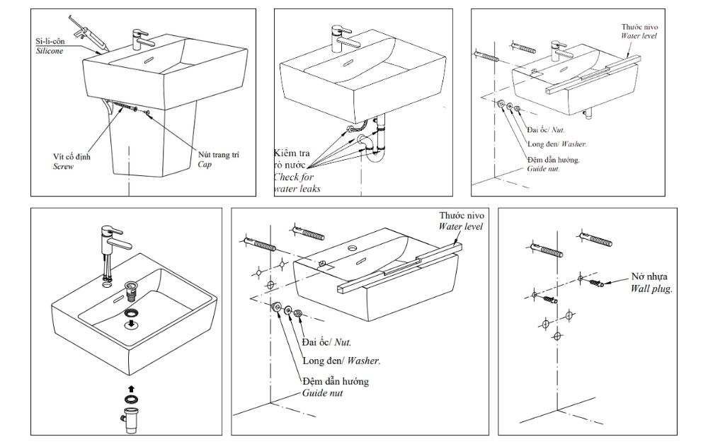 Đối với chậu rửa treo tường thực hiện tháo thân bồn đúng cách