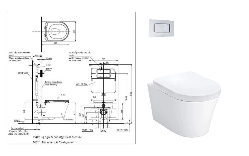 Một số điều cần lưu ý về kích thước bồn cầu treo tường khi lắp đặt