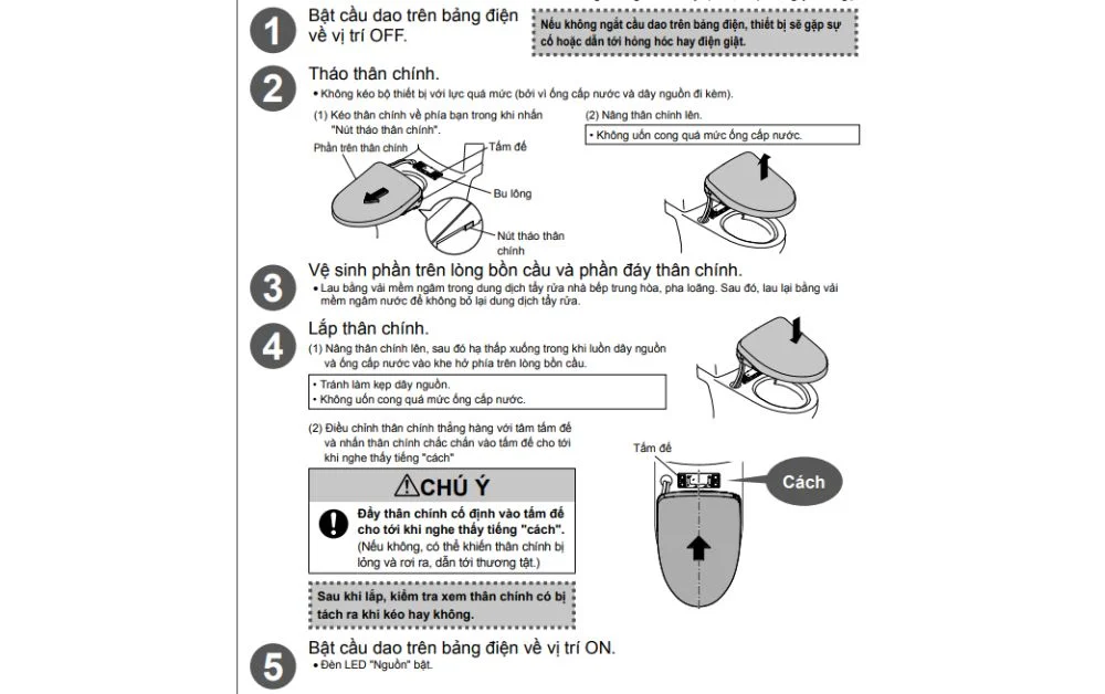 Các bước bảo vệ bồn cầu, bảo dưỡng khoảng cách giữa thân chính và bồn cầu